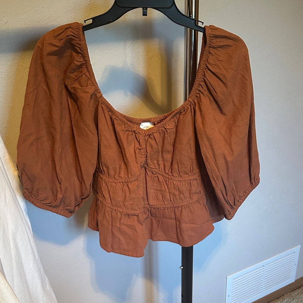A New Day Burnt Orange Puff Sleeve Top